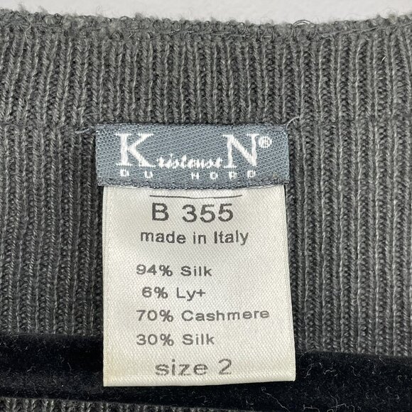 KristenseN Du Nord Womens Size 2 Silk Cashmere Gray Button Up Cardigan - Picture 5 of 13